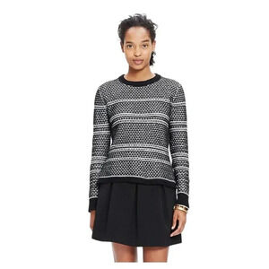 Madewell Fineprint Black + White Knit Crewneck Pullover Sweater Size Small